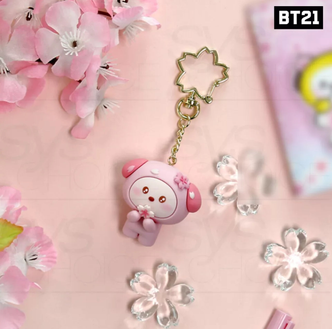 BTS BT21 Mini Figure Keyring Cherry Blossom