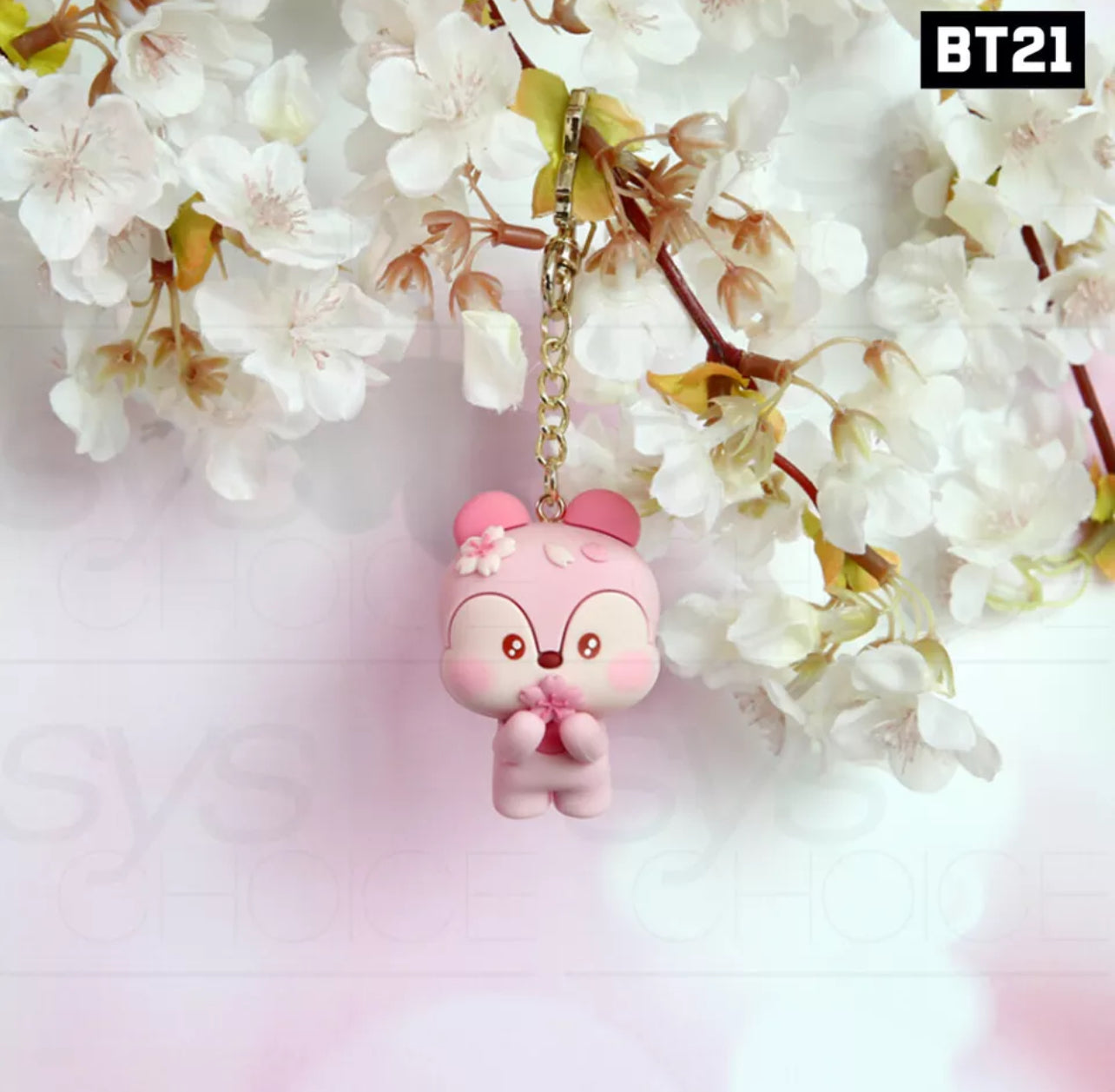 BTS BT21 Mini Figure Keyring Cherry Blossom