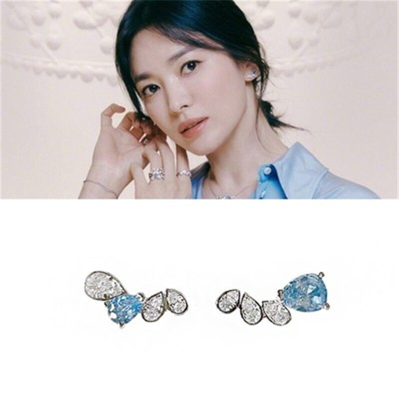 Hye gyo song Blue crystal earrings