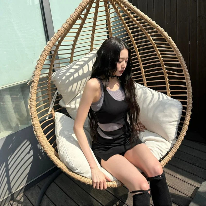 Jang WonYoung Vest Knitted Crop Top Outfit