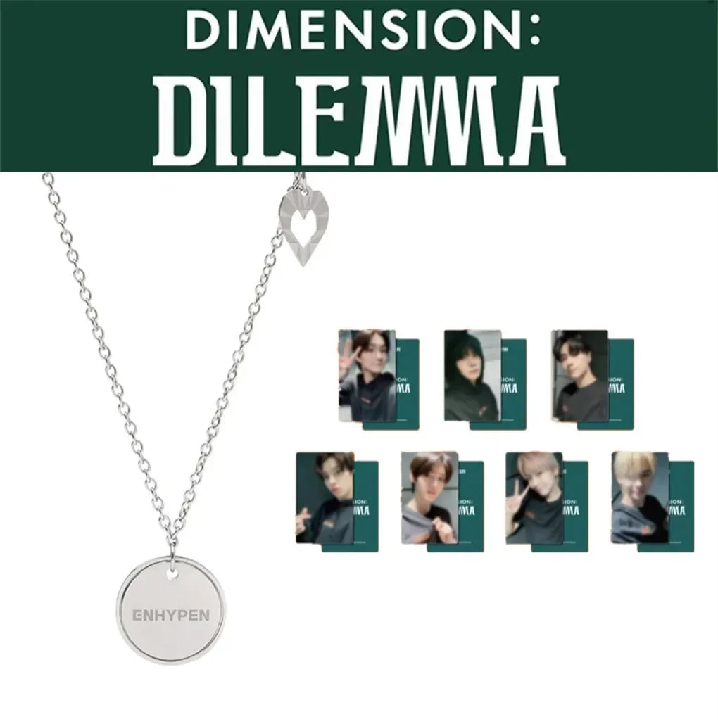 Enhypen DILEMMA" Official Matching Necklace + 7Pcs  Photo Cards