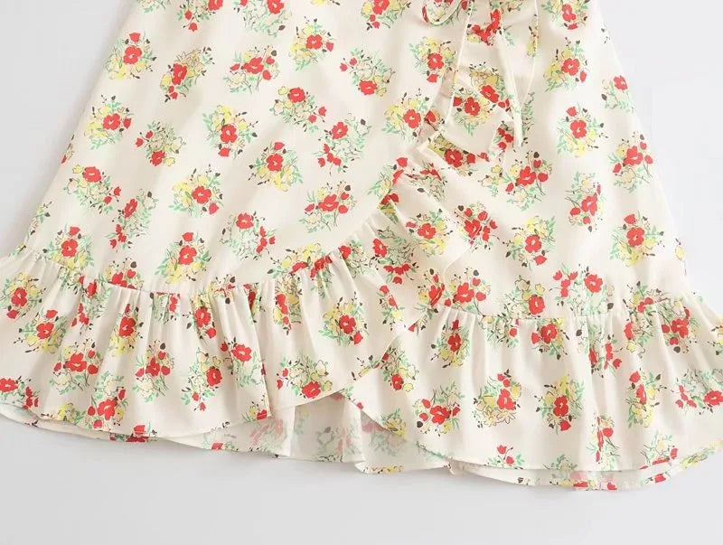 Wonyoung Lace up Floral Dress