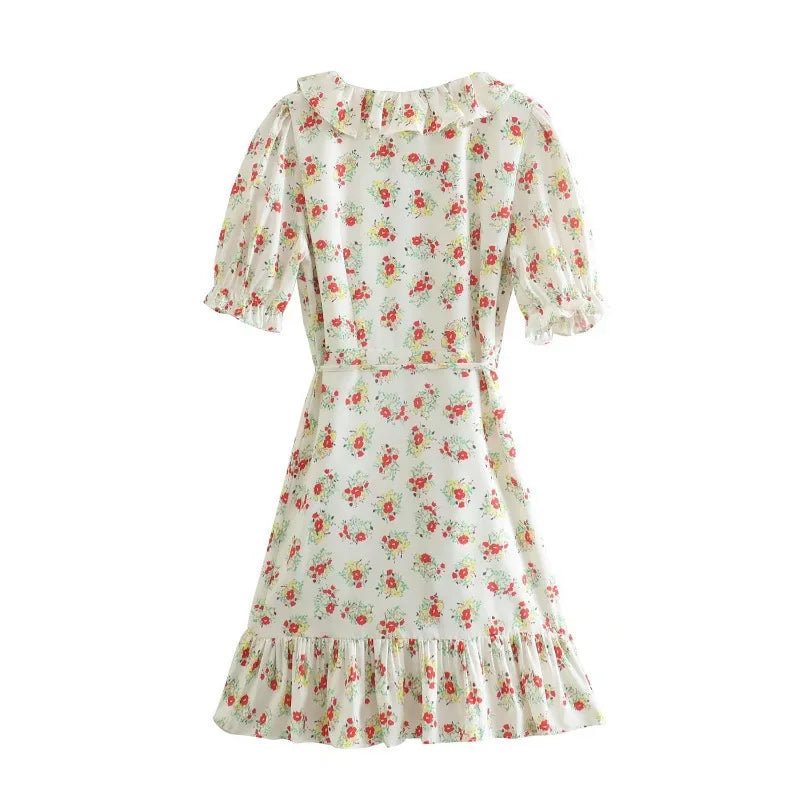 Wonyoung Lace up Floral Dress