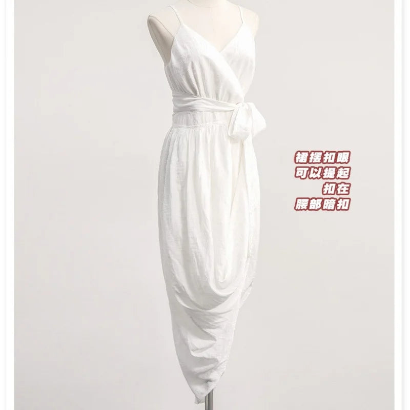 IVE White Sleeveless Sling Dress
